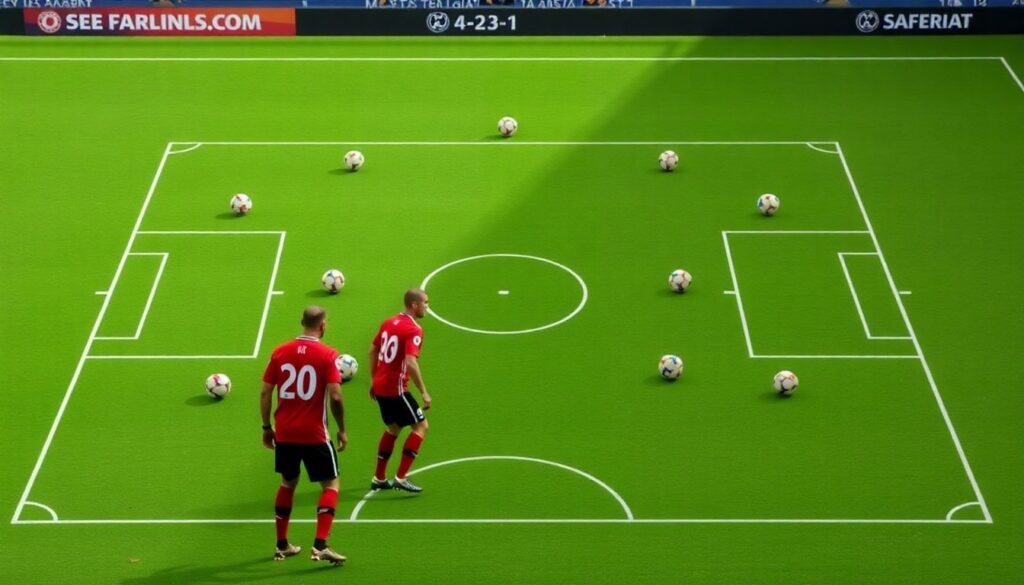 Тактические расстановки для агрессивной игры: 4-2-3-1 против высоких прессингов - иллюстрация