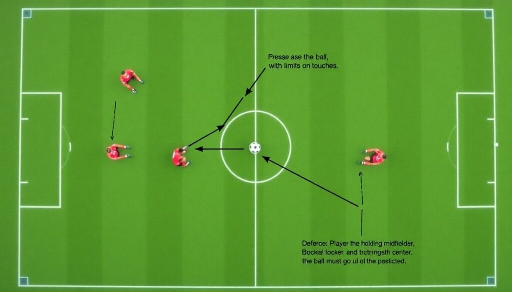 Парный прессинг: как работать парой защитник–опорник на подстраховке - иллюстрация